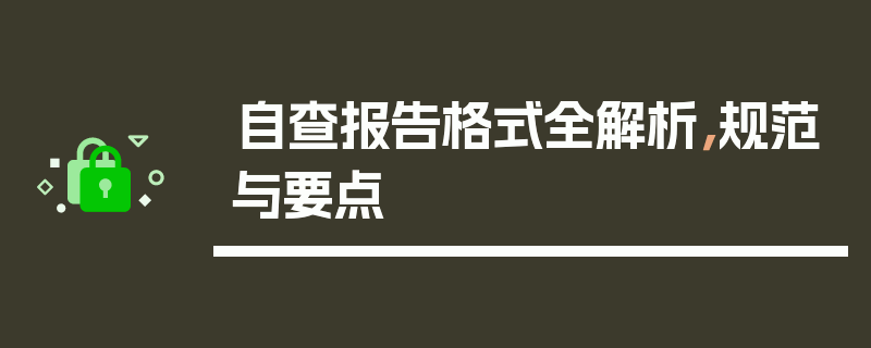 自查报告格式全解析，规范与要点