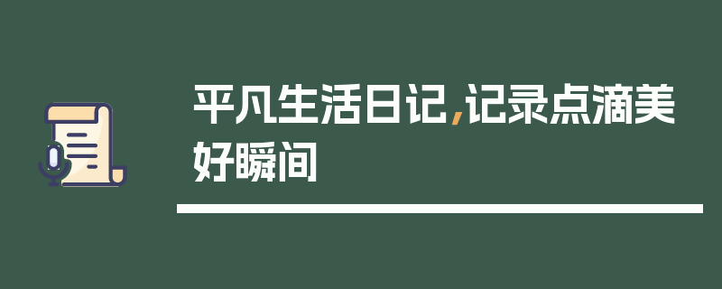 平凡生活日记，记录点滴美好瞬间