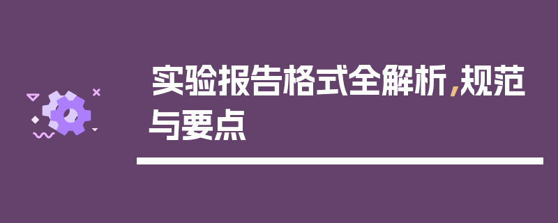 实验报告格式全解析，规范与要点