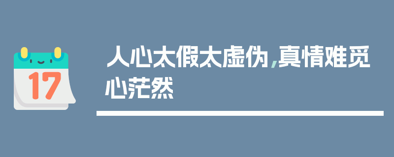 人心太假太虚伪，真情难觅心茫然