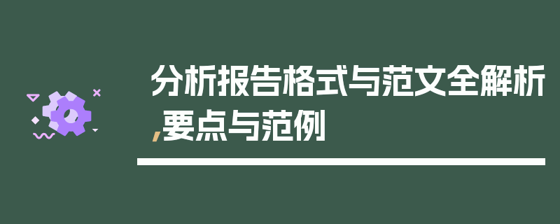 分析报告格式与范文全解析，要点与范例