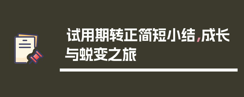 试用期转正简短小结，成长与蜕变之旅