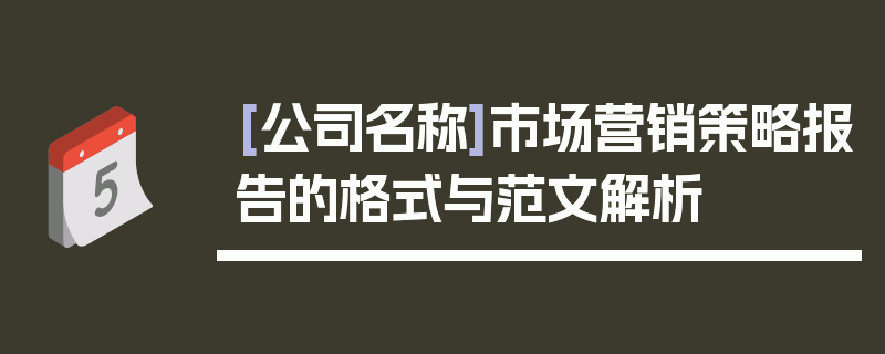 [公司名称]市场营销策略报告的格式与范文解析