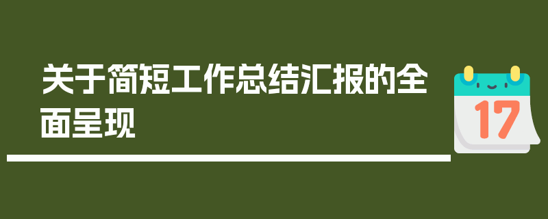 关于简短工作总结汇报的全面呈现