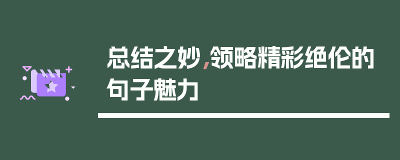 总结之妙，领略精彩绝伦的句子魅力