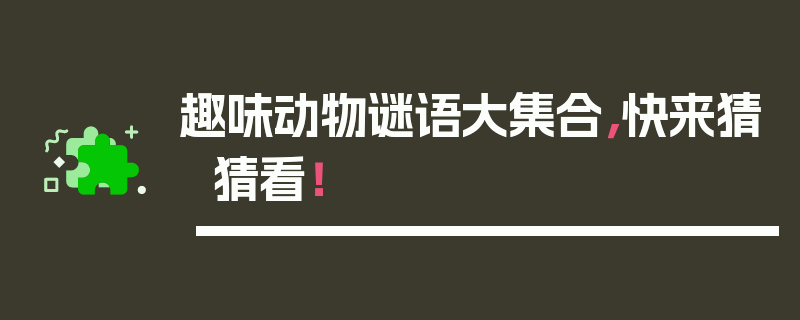 趣味动物谜语大集合，快来猜猜看！