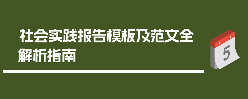 社会实践报告模板及范文全解析指南