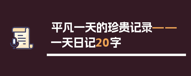 平凡一天的珍贵记录——一天日记20字