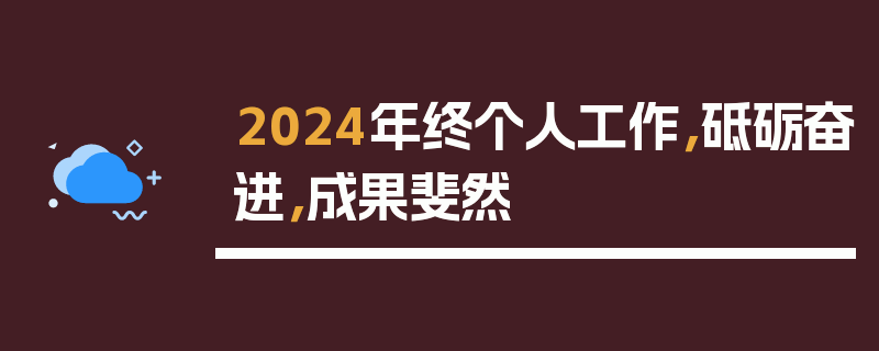 2024年终个人工作，砥砺奋进，成果斐然