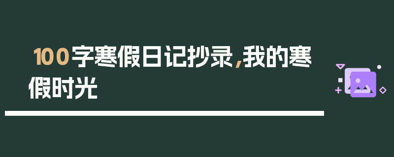 100字寒假日记抄录，我的寒假时光