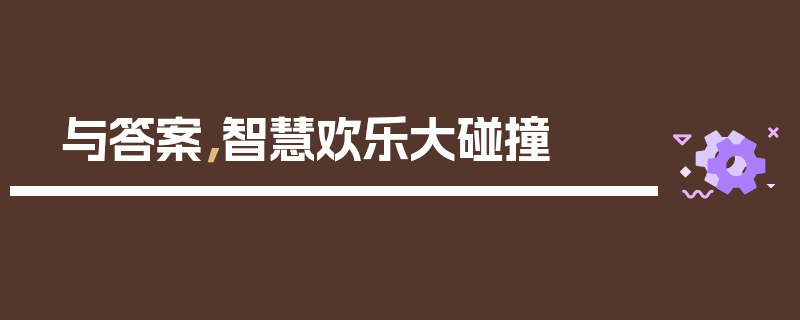 与答案，智慧欢乐大碰撞