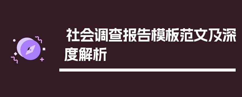 社会调查报告模板范文及深度解析