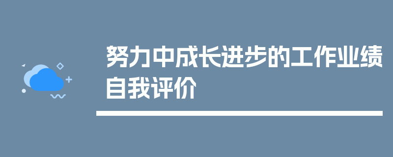 努力中成长进步的工作业绩自我评价
