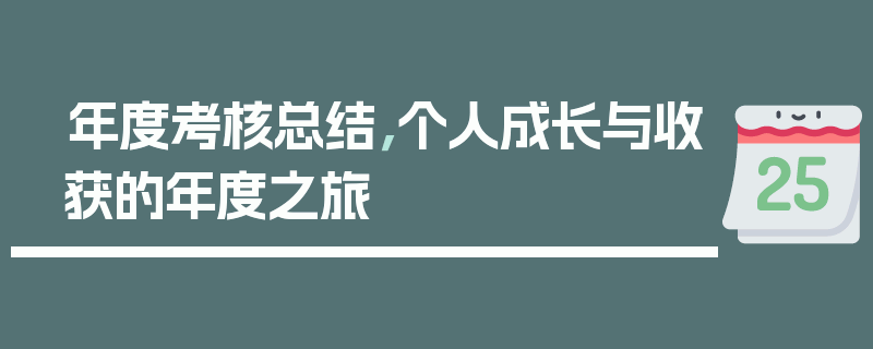 年度考核总结，个人成长与收获的年度之旅