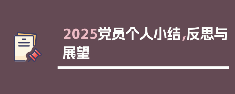 2025党员个人小结，反思与展望