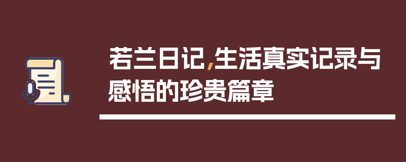 若兰日记，生活真实记录与感悟的珍贵篇章