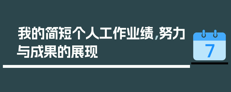 我的简短个人工作业绩，努力与成果的展现