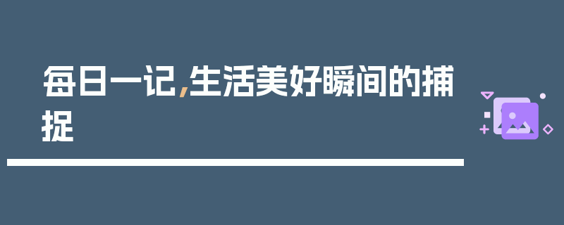 每日一记，生活美好瞬间的捕捉