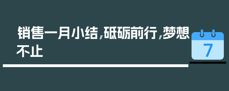 销售一月小结，砥砺前行，梦想不止