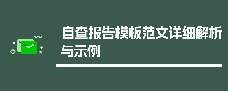 自查报告模板范文详细解析与示例