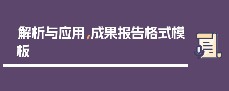 解析与应用，成果报告格式模板
