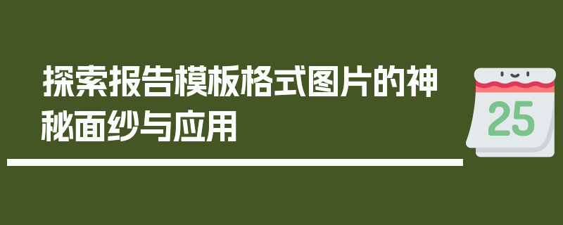 探索报告模板格式图片的神秘面纱与应用