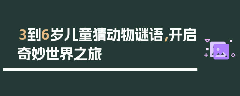 3到6岁儿童猜动物谜语，开启奇妙世界之旅