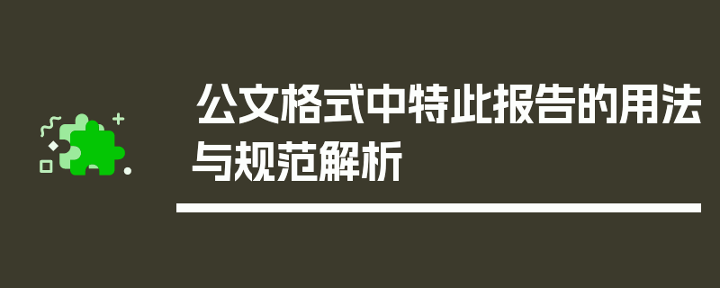 公文格式中特此报告的用法与规范解析