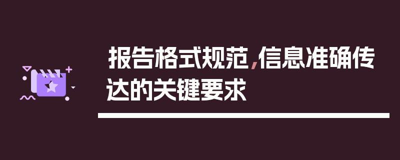 报告格式规范，信息准确传达的关键要求
