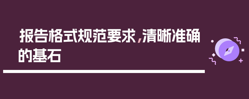 报告格式规范要求，清晰准确的基石