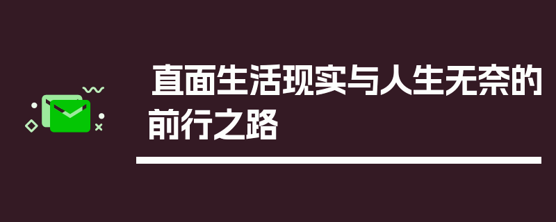 直面生活现实与人生无奈的前行之路