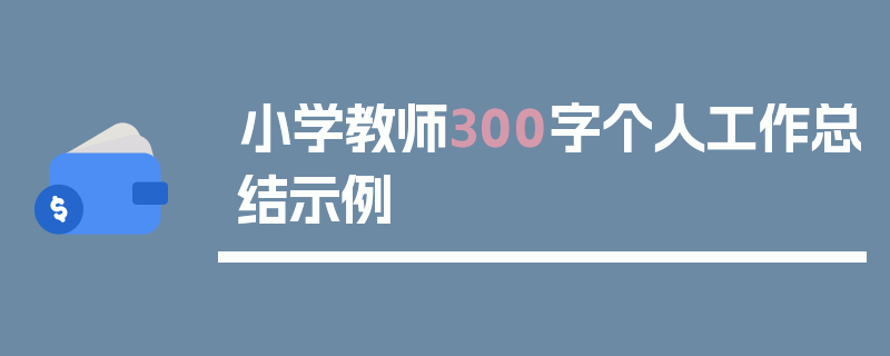 小学教师300字个人工作总结示例