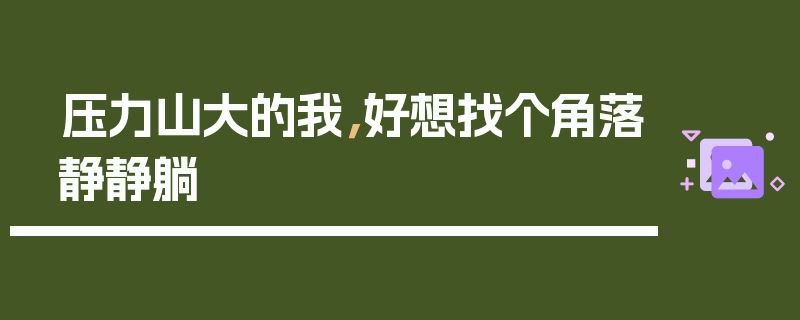 压力山大的我，好想找个角落静静躺