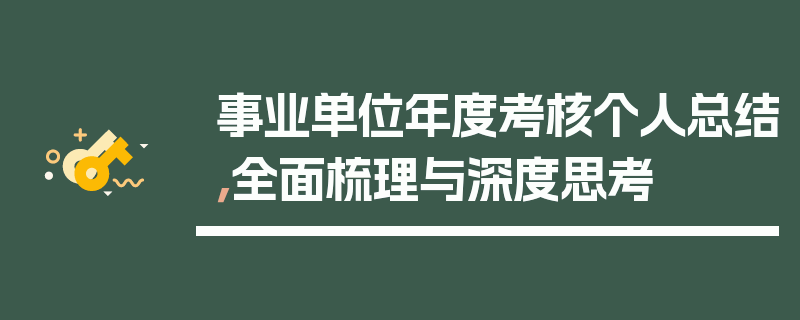 事业单位年度考核个人总结，全面梳理与深度思考